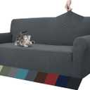 ZNSAYOTX 1 Piece Jacquard Couch Covers for 3 Cushion Couch Living Room High Stretch Sofa Cover Pets Dogs Friendly Anti Slip Thickened Slipcovers Furniture Protector (Sofa, Dark Grey) (Large (71"-90"))