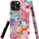 Compatible with iPhone 15 Pro Max,Durable & Shockproof Phone Case Cover Design - Aesthetic Flower Seashell Collage