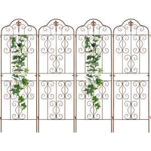 hogardeck 4 Packs 60 * 18 inch Metal Garden Trellis for Climbing Plants Outdoor,Heavy Duty,Gold Coating Rustproof Trellis for Rose, Vegetable, Flowers, Expandable,Perfect for Training Climbing Plants