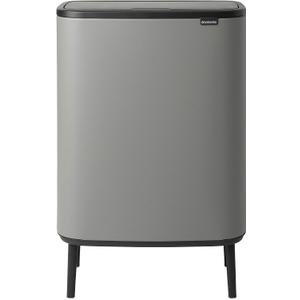 Brabantia Bo Hi Touch Top Kitchen Trash Can with Single Compartment & Raised Legs | Soft Beige | 16 Gal Inner Bucket | Soft-Close, Light Touch Opening, Stay-Open Lid | + Trash Bags