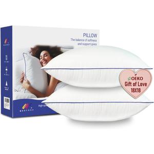 18x18 Pillow Inserts Set of 2, Hypoallergenic Soft Machine Washable Fluffy Virgin Microfiber Premium Throw Pillow Stuffer, Valentines Decorative Pillow Insert for Couch, Sofa - White