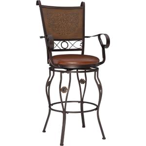 Powell Company Big and Tall Copper Stamped Back Barstool with Arms Bar Stool, Bronze