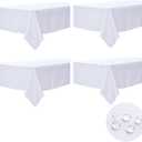 BYDOLL Table Cloth White 60x84 Inch Tablecloth 4 Pack for 6 Foot Rectangle Tables Outdoor Washable Wrinkle Free and Spillproof Polyester Tablecloth for Festival Wedding Party Cover
