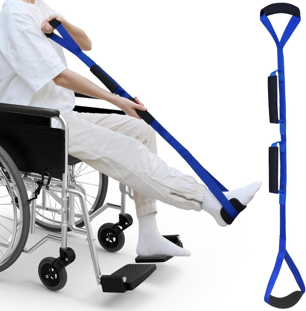 42 Inch Long Leg Lifter, Rigid Leg Lifter Strap With EVA Handgrips &Foot Loop, Leg Lifter After Hip Replacement&Knee Surgery Recovery Aids Kit,Leg Lifters Getting Legs In And Out Of Bed,Car,Wheelchair (Blue)