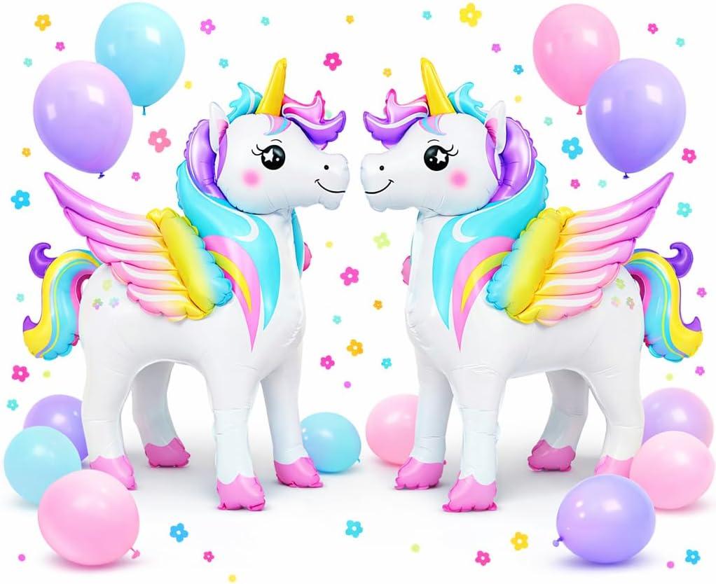 TOVIDO 19-Pc Unicorn Balloon Kit - Unicorn Balloons and 3D Rainbow and Latex Balloons for Birthday Party Decorations