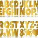 5 x 4 Inch Large Letter Stickers,117 Pieces Self Adhesive Cute Alphabet Sticker for Mailbox, Door, Truck and Outdoor, Waterproof Vinyl Symbol Stickers for DIY12 Sheets Gold