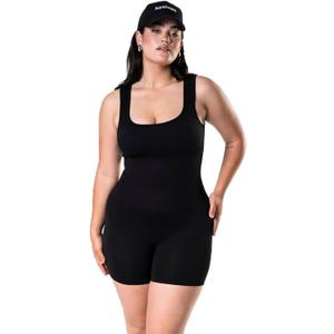 Bodysuits for Women - Square Neck Yoga Jumpsuit - Body Shaper Tummy Control Shapewear for Women (Small, Black)