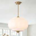 Large Vintage Milk Glass Pendant Ceiling Light Fixture 15 inch Schoolhouse Chandelier Farmhouse Semi Flush Mount Ceiling Light for Kitchen Island Hallway Foyer Entryway Living Room Bedroom