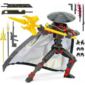 T13 Assembly Completed Action Figures,T-13 Action Figure, Robo 13 3D Printed Action Figure - The Ultimate Hero for Action-Packed Playtime,5.2 Inch, Black Red