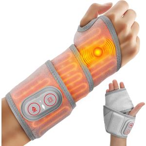 Cordless Wrist Heating Pad Wrap for Pain Relief, Wrist Massager, Wrist Hand Massager with Heat, Red Light Therapy Heated Wrist Wrap, Wrist Hand Heating Pad, Carpal Tunnel Wrist Brace, Silver Gray