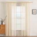 MIULEE 2 Panels Solid Color Sheer Window Curtains Elegant Window Voile Panels/Drapes/Treatment for Bedroom Living Room (54 X 102 Inches Cream Beige)