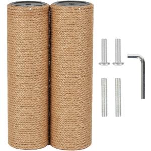 7.4cm 2.91in Diameter Cat Tree Scratching Post Replacement Jute Pole Parts for Cat Tower (9.84in/25cm, M10*2poles)