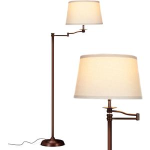Brightech Caden LED Floor Lamp - Tall Standing Lamp with Swing Arm for Living Rooms & Offices - Industrial Bronze