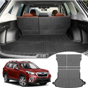 Cargo Mat Fit for 2019-2025 Subaru Forester Accessories Cargo Liner Trunk Mat Seat Back Cover Trunk Liner for 2019 2020 2021 2022 2023 2024 2025 Subaru Forester(Cargo Mat+Seat Back Mat)