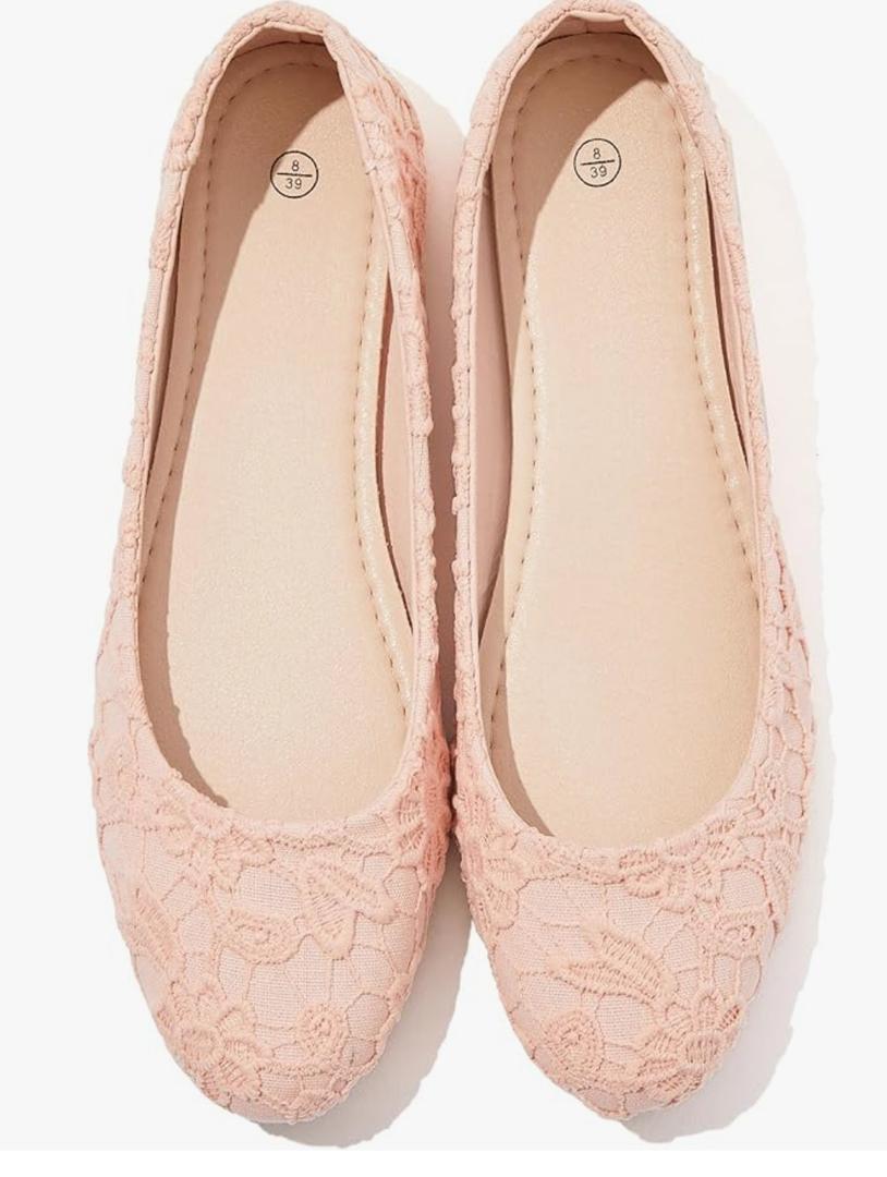 Dress Shoes for Women Round Toe Flats Shoes Lace Ballet Flats Dressy Comfortable Foldable Flats Low Heel, Size 9/40