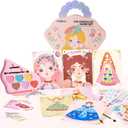 MiDeer 4-in-1 Dress Up Games Set, Princess Art Craft Kits with Makeup Books, Stickers & Diamond Painting, Mess-Free Safe DIY Art Activity, Travel Toys, Ideal Birthday for Girls 4-8+