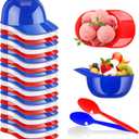 24Pcs Baseball Helmet Bowl,8oz Mini Dessert Bowls with Spoons,Reusable Appetizer Cups for Ice Cream,Snacks,Cake,Pudding,Yogurt,Birthday Party Supplies(Red,Blue,White)