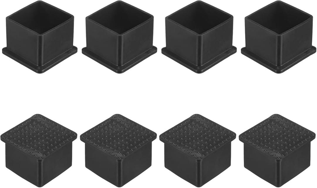 8-Pack Square Chair Leg Caps, 1.38" (35mm) PVC Chair Leg Floor Protectors for Chairs/Table/Bed, Furniture Feet Covers Cups Non-Slip End Tips
