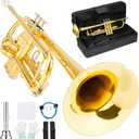 LeSage Bb Standard Trumpet Set for Beginner, Brass Student Trumpet Gold
