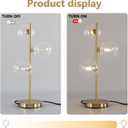 Mid Century Globe Table Lamp, Modern 3 Lights Gold Desk Lamp, Contemporary White Glass Globe Reading Lamp for Bedroom Living Room Study Room