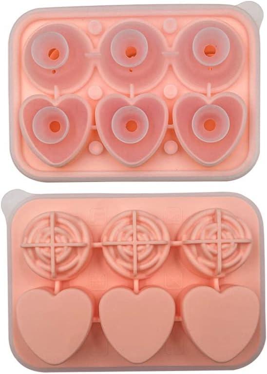 Ice Cube Tray, 6 Cavity Silicone Sphere Ice Ball Maker with Lid Reusable 3 Heart & 3 Rose Ice Cube Maker for Whiskey, Cocktails, Bourbon, Juice
