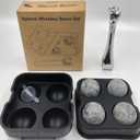 Whiskey Stones Set Include 4 Large Sphere Granite Whiskey Rocks + Silicone Ice Cube Tray + Stainless Steel Tong. Large and Reusable Whiskey Stone Could chill Your Whiskey & Beverage Longer