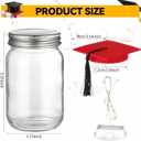 8 Pack 2026 Graduation Centerpieces for Tables Mason Glass Jar Centerpieces with LED Lights Graduation Party Decorations Set with Caps and Stickers for High School College Congrats Grad Decor Supplies