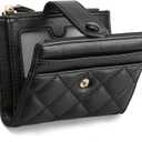 GAEKEAO Small Wallet for Women Slim Bifold Leather RFID Blocking Credit Card Holder Wallets Zipper Pocket Coin Purse with ID Window (Black)