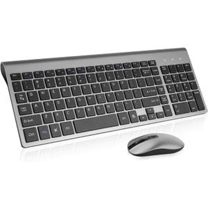 cimetech Wireless Keyboard and Mouse Combo, Compact Silent Ergonomic Scissor Switch Keyboard and Optical Mouse Set, 2.4G Lag-Free Cordless Keyboard Mice for Computer, Mac, Laptop, PC, Windows - Grey