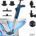 Toilet Plunger, Stainless Steel Toilet Unclogger for Clogged Toilets, High Pressure Plunge Blaster, Heavy Duty Air Plunger for Toilet, Bathroom, Floor Drain, Sink, Kitchen (Blue)
