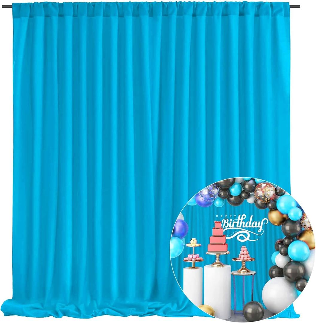 10 x 10 Feet Blue A Backdrop Curtain for Partie, Background Curtains for Photoshoot, Birthday, Wedding, Halloween, Thanksgiving, Christmas Day, New Year Party Decorations 5Ft x 10Ft, 2 Panels