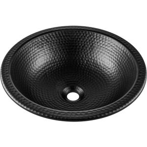 Monarch Abode Bathroom Sink 16-Inch Rotunda Dual Mount Undermount or Drop In Bathroom Sinks, Bathrooms Hand Hammered Matte Black Aluminum Vanity Sink for Countertop, Powder Room, Bath, or Restroom