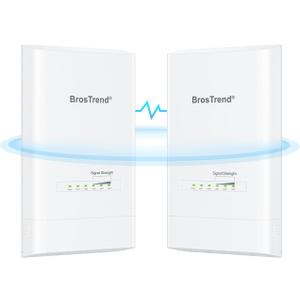 BrosTrend 5KM WiFi Bridge w/ 2X Gigabit Ports, 5GHz 867Mbps Wireless Bridge Outdoor PtP PtMP, Long Range Point to Point Plug & Play, Standard 802.3af PoE & w/Passive PoE Injector, for Garage Building