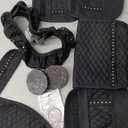 Sinmoe 10 Pcs Bling Car Accessories Set for Women Rhinestones Leather Accessories Steering Wheel Cover Armrest Gear Shift and Seat Belt and Handbrake Cover Cup Pads Start Button Ring(Black