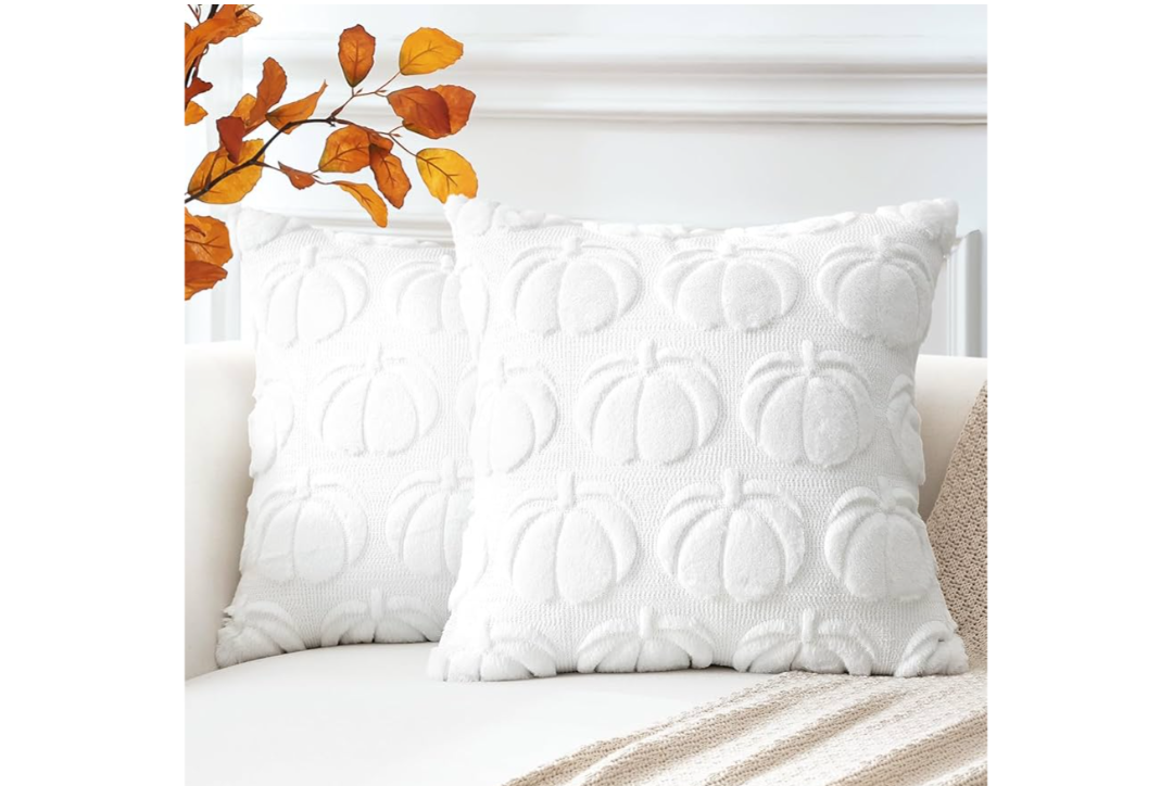 OTOSTAR Set of 1 Ghost Pillow Cover Halloween Throw Pillow Covers for Sofa Couch Bed Living Room Soft Plush Short Wool Velvet Farmhouse Pillowcase for Thanksgiving Pure White 24x24 Inch