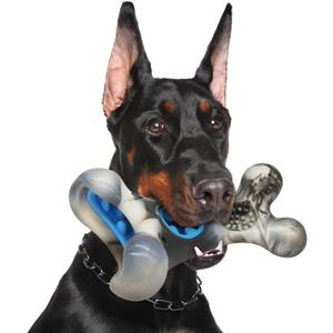WinTour Tough Dog Toys for Aggressive Chewers Nylon, 2 in 1 Indestrctible Dog Toy to Keep Them Busy, Dog Bones for Aggressive Chewers Medium and Large Breeds, Beef Flavor (SharkBone-Gray)