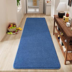 Amearea Modern Soft Hallway Runner Rug, 2x6 Feet Washable Runner Rugs for Hallway, Blue Fluffy Rug Bedroom Bedside Rugs, Non Slip Memory Foam Rug Carpet for Entrance Kitchen Living Room Decor
