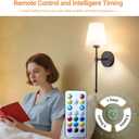 Peel and Stick Wall Sconces, Stick On Wall Sconce Set of 2, Battery Operated Wireless Adhesive Wall Lights, Corn Bulb with 10000mAh Battery, Easy Install for Bedroom Living Room Wall Decor