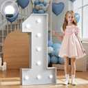 Marquee Numbers 3 Feet Tall Big Light Up Numbers First 1st 21st Wild One Happy Birthday Decorations Girl Boy White Anniversary Party Decor Large Cardboard Prop Backdrop Sign 1