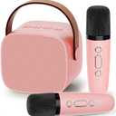 IROO Karaoke Machine for Kids,Most Popular Birthday Gifts for 3, 4, 5, 6, 7, 8, 9, 10,11,12 +Year Old Girls Boys,Mini Karaoke Machine with 2 Wireless Microphones,Portable Bluetooth Home Party (P-ink)