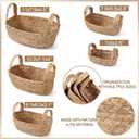 5 Pcs Natural Water Hyacinth Woven Storage Baskets Set with Handles Wicker Storage Basket for Organizing Hand for Shelves Bathroom Towels Toys Bedroom Decor Baskets for Gifts Empty