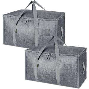 BALEINE 2-Pack Oversized Moving Bags with Reinforced Handles, Heavy-Duty Storage Tote for Clothes, Moving Supplies (Winter Grey, 2-Pack)