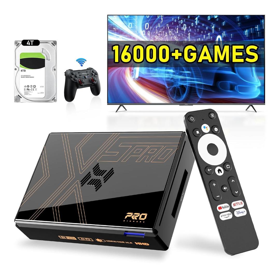 Kinhank Super Console X5 PRO Retro Game Console with 16000+Games, Android 12.0 OS, RockChip RK3588S, Emulator Console, 8K UHD Output, WI-FI 6, BT 5.0, AV1, Wireless Controller