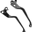 2 Pcs 43040 Black Brake Lever Hand Lever and Clutch Lever, Replacement for Harley Davidson Sportster 883 1200 1996-2003, Replacement for Softail 1996-2014 Fat Boy 1996-2010