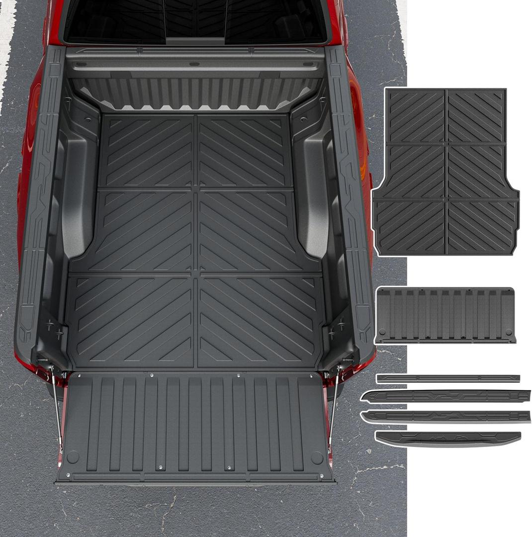 powoq Truck Bed Mat Compatible with 2023-2025 Chevy Colorado Truck Bed Rail Caps Tailgate Liner TPE Tailgate Molding Cap Replacement for 2023 2024 2025 Chevy Colorado Accessories