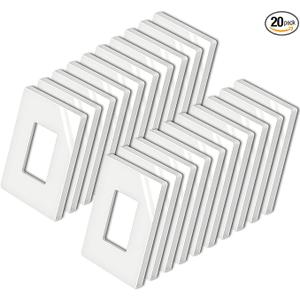 BESTTEN [20 Pack] 1 Gang Screwless Decorator Wall Plate, Midsize Switch Plate, Midway Receptacle Outlet Cover, USWP4 Glossy Off White, H4.88" x W3.11"