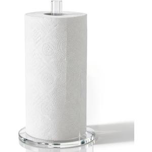 WORHE Paper Towel Holder Countertop Clear Acrylic 5.9" Diameter Thickening Sturdy Base,for Kitchen Bathroom, Paper Towel Dispenser for Tear Tissue Roll 1 Pack (YGC001)