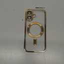 Hython Magnetic Clear for iPhone 17 Case with Camera Lens Protector [Compatible with MagSafe] Luxury Plating Edge Slim Soft TPU Cover Protective Phone Case for iPhone 17 6.3", Gold