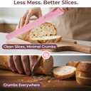 CoquusAid Upgrade Bread Knife for Homemade Bread, Worlds 1st Double Serrated Knife for Crusty Sourdough, 11.6 Inch Stainless Steel Bread Slicer, Professional Sourdough Cutter, Ideal for Gift, Pink