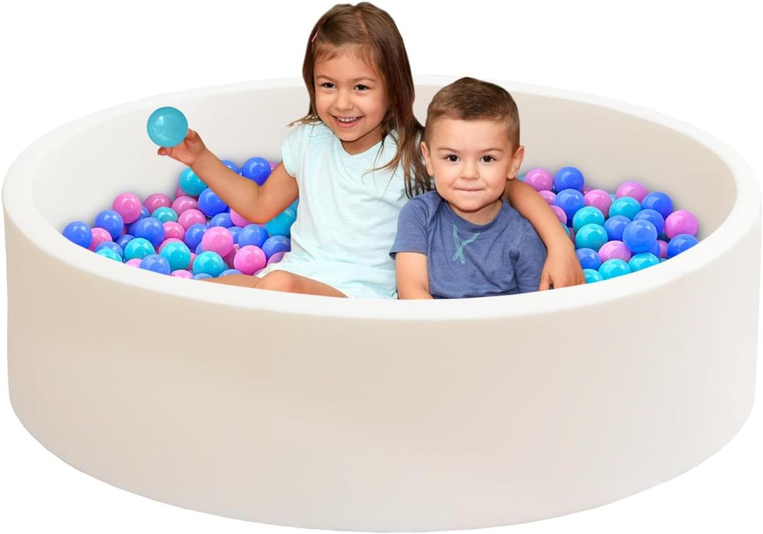 Baby Ball Pit for Toddlers, 47.2" x 13.8" Foam Ball Pit for Kids, Soft Round Ball Pool for Baby, Indoor and Outdoor Playpen, Ideal Gift for Children, White, (Balls not Included)